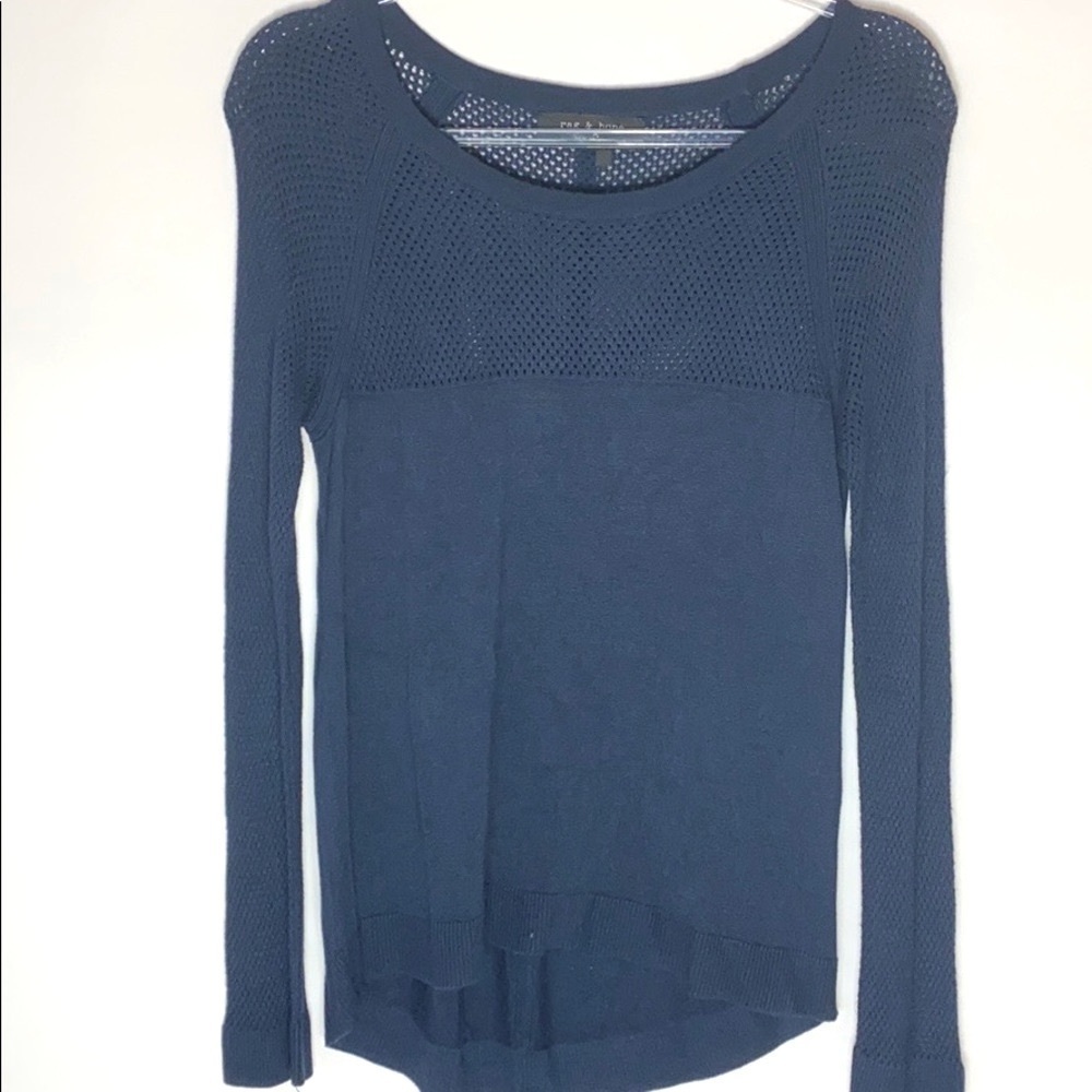 Rag & Bone navy mesh open knit sweater size small